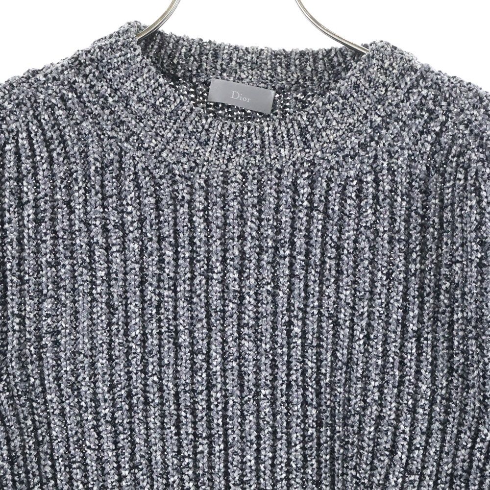 Dior Homme Ribbed Crew Neck Pullover Long Sleeve Knit Sweater Gray