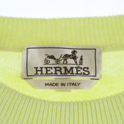 Hermes Leather Cord Embroidery Crew Neck Pullover Long Sleeve Knit Sweater