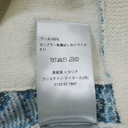 Dior Oblique All Over Pattern Wool Knit Jacquard Cardigan Blue/ivory