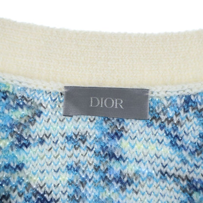 Dior Oblique All Over Pattern Wool Knit Jacquard Cardigan Blue/ivory