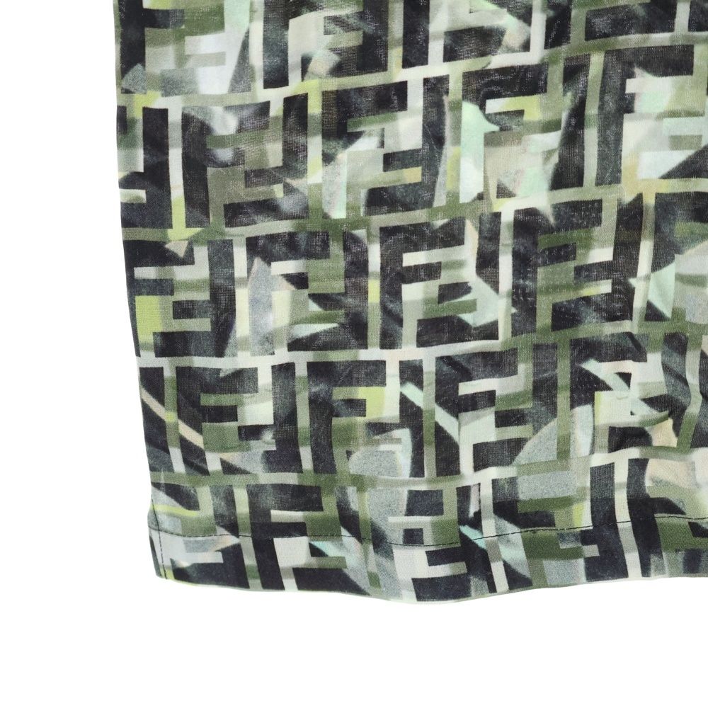 Fendi Zucca Pattern Crew Neck T-Shirt Green Fy1021 Ablk