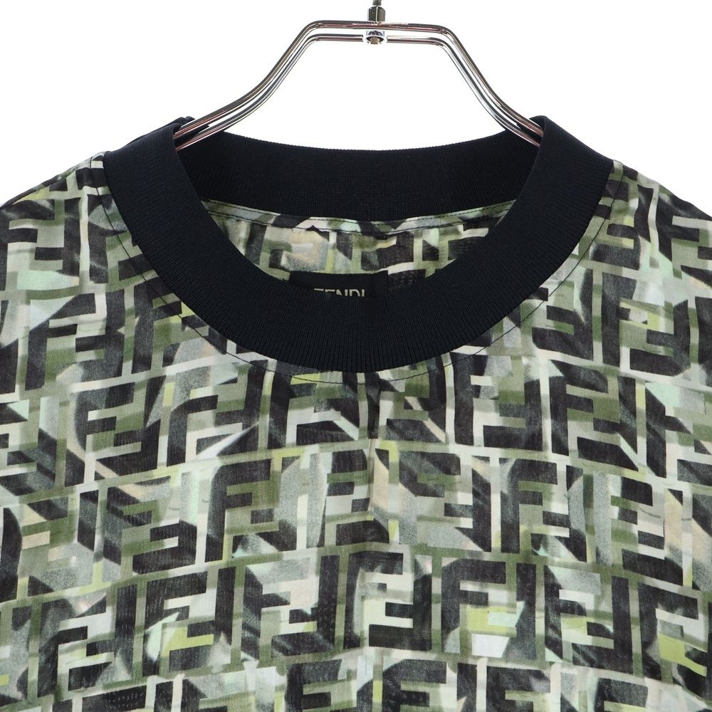 Fendi Zucca Pattern Crew Neck T-Shirt Green Fy1021 Ablk