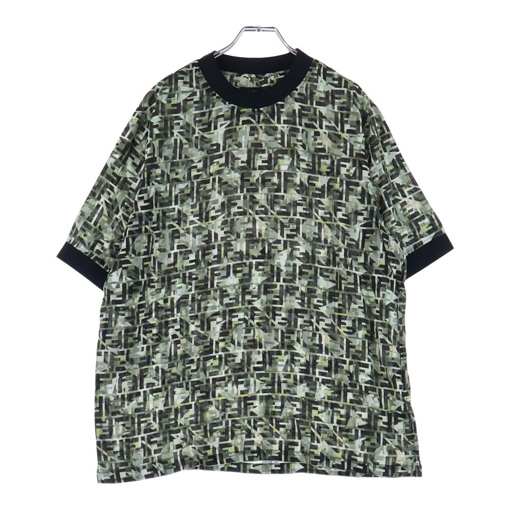 Fendi Zucca Pattern Crew Neck T-Shirt Green Fy1021 Ablk