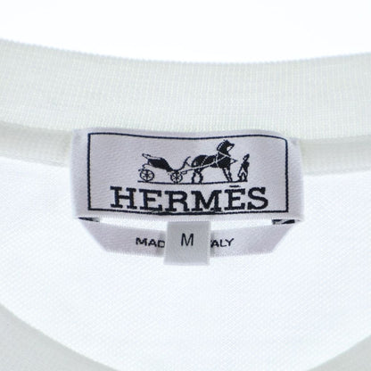 Hermes H Logo Embroidery Cotton Crew Neck Cut and Sew Short Sleeve Pocket
