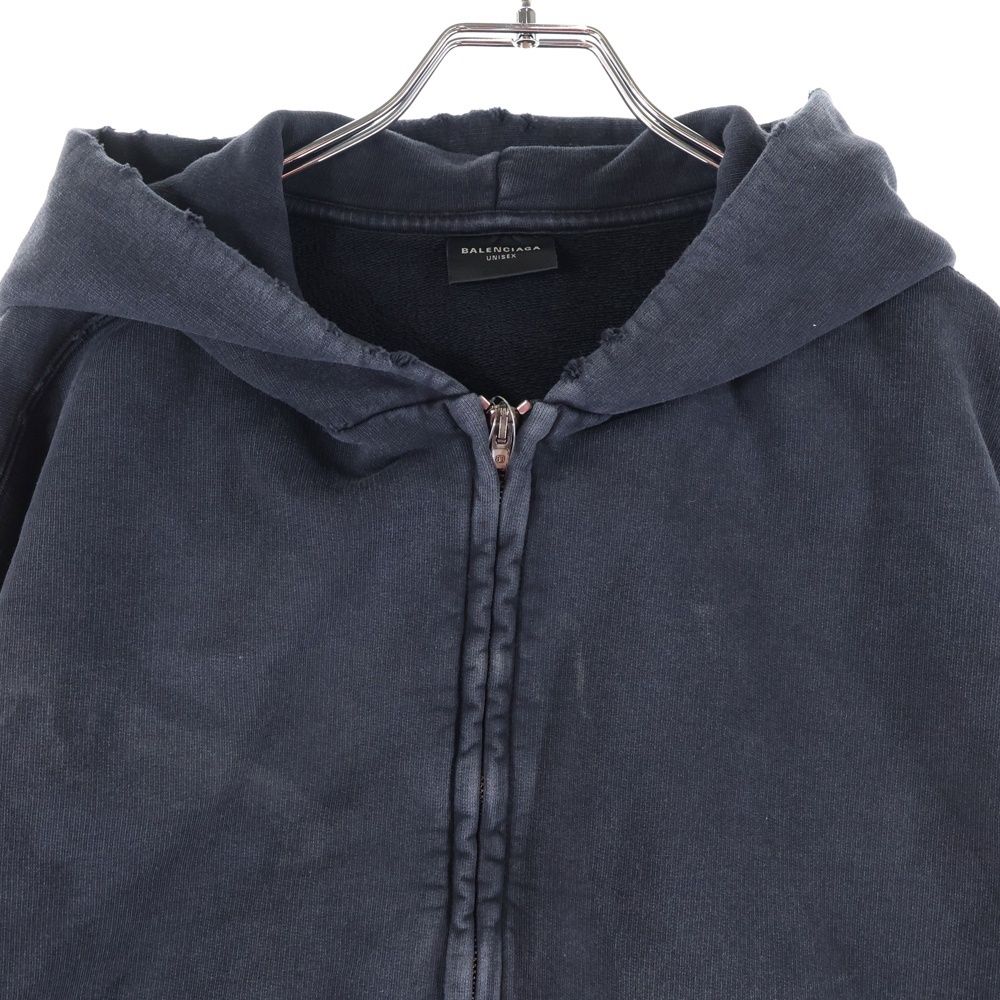 Balenciaga Painted Zip-Up Hoodie Distressed Back Paint Zip-Up Hoodie Sweatshirt