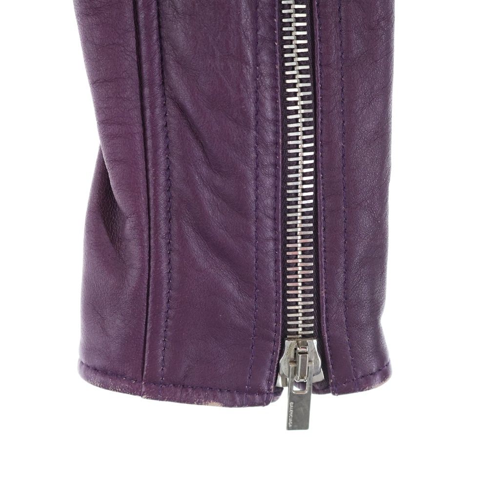 Balenciaga Double Riders Leather Jacket Women's Purple