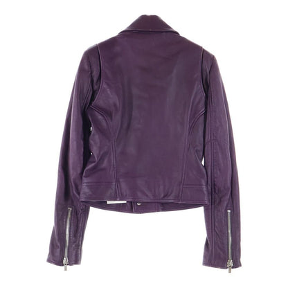 Balenciaga Double Riders Leather Jacket Women's Purple
