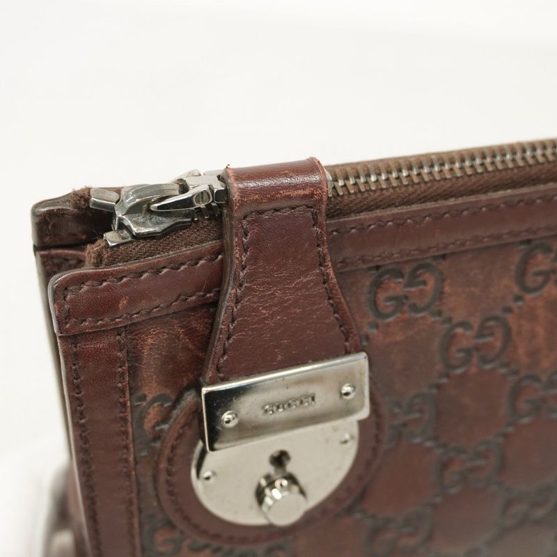 Gucci Clutch Bag Guccissima 152600 Leather Brown Silver Hardware Men's