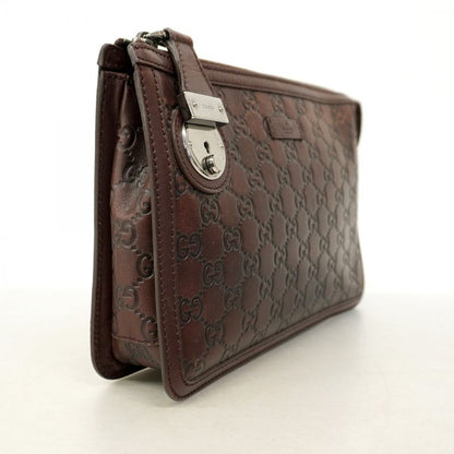 Gucci Clutch Bag Guccissima 152600 Leather Brown Silver Hardware Men's