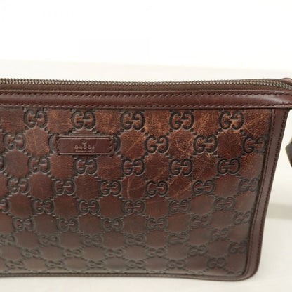 Gucci Clutch Bag Guccissima 152600 Leather Brown Silver Hardware Men's