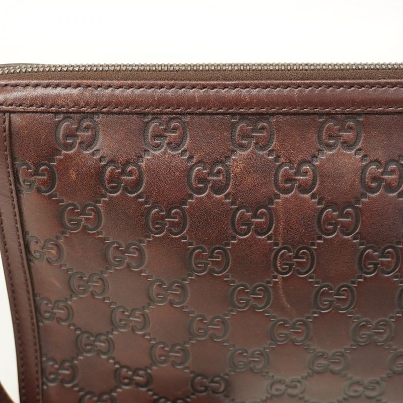 Gucci Clutch Bag Guccissima 152600 Leather Brown Silver Hardware Men's