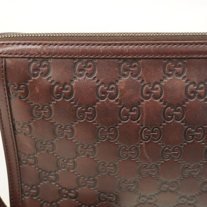 Gucci Clutch Bag Guccissima 152600 Leather Brown Silver Hardware Men's