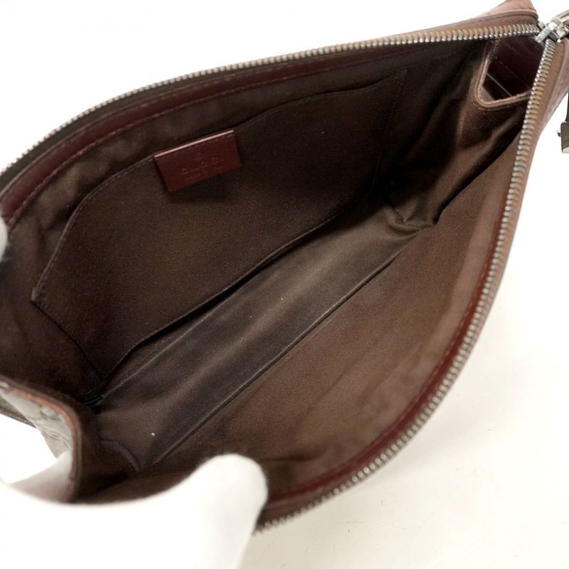 Gucci Clutch Bag Guccissima 152600 Leather Brown Silver Hardware Men's