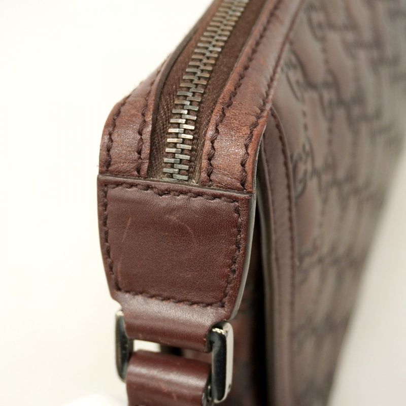 Gucci Clutch Bag Guccissima 152600 Leather Brown Silver Hardware Men's