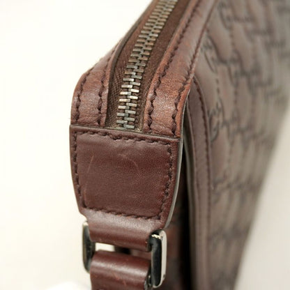 Gucci Clutch Bag Guccissima 152600 Leather Brown Silver Hardware Men's