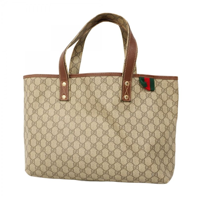 Gucci Tote Bag GG Supreme Sherry Line 211134 PVC Brown Chien Pan Gold Hardware