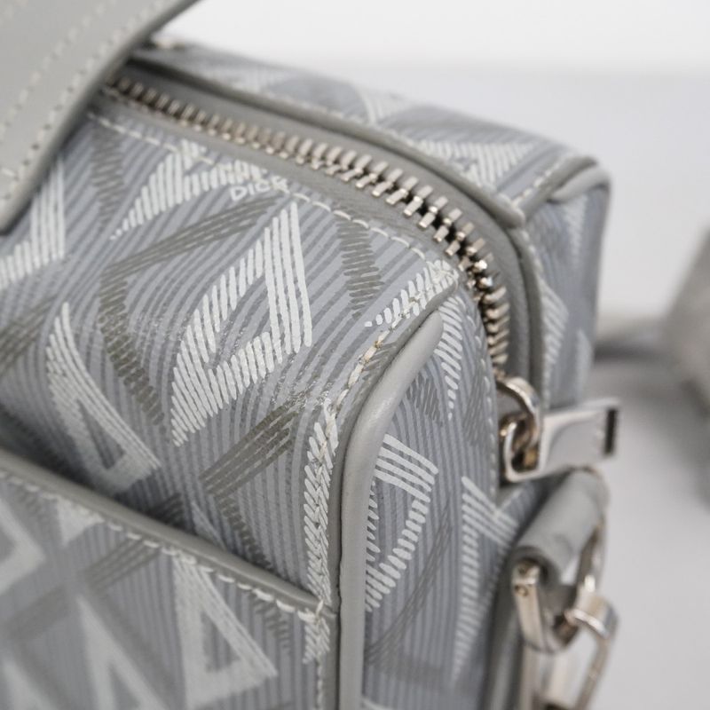 Christian Dior Shoulder Bag Lingotto PVC Leather Gray Silver Hardware Women