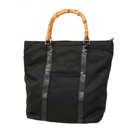 Gucci Handbag Bamboo 000 1998 0508 Nylon Black Silver Hardware Women