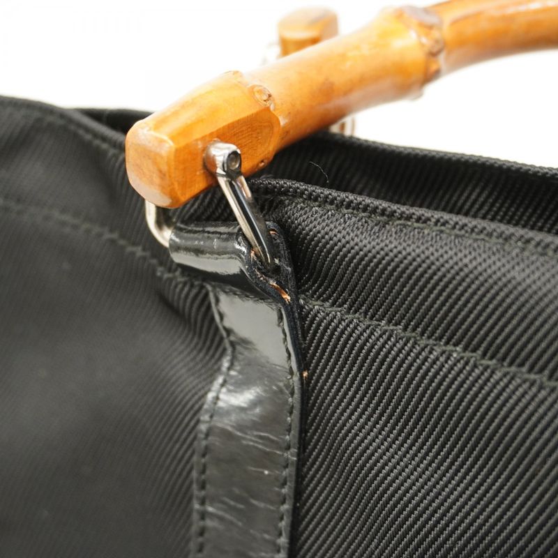 Gucci Handbag Bamboo 000 1998 0508 Nylon Black Silver Hardware Women