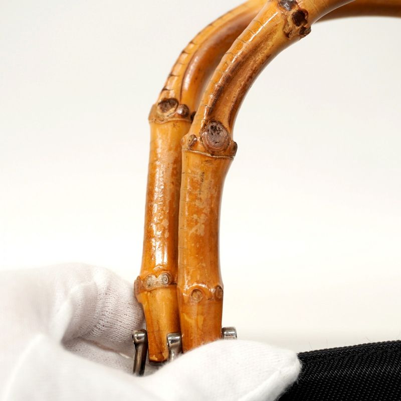 Gucci Handbag Bamboo 000 1998 0508 Nylon Black Silver Hardware Women