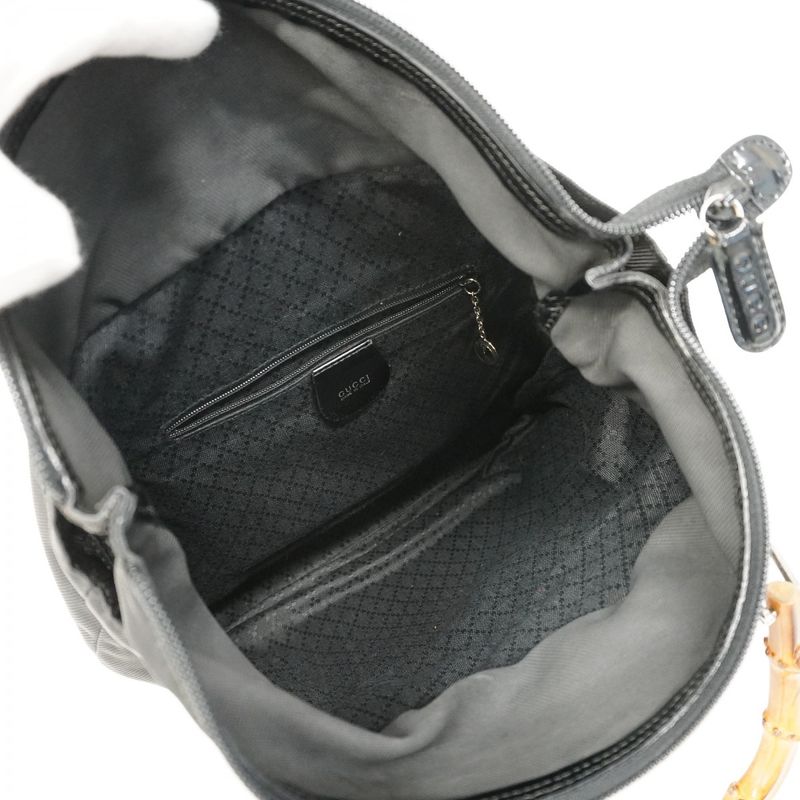 Gucci Handbag Bamboo 000 1998 0508 Nylon Black Silver Hardware Women