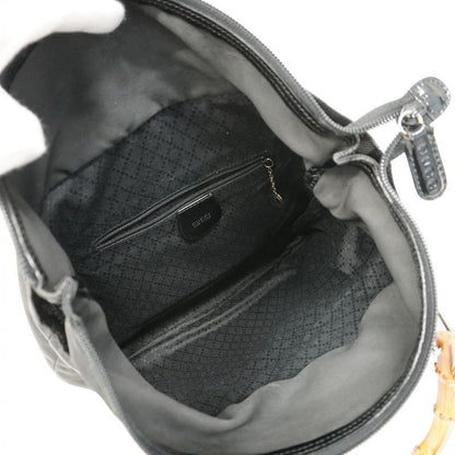 Gucci Handbag Bamboo 000 1998 0508 Nylon Black Silver Hardware Women