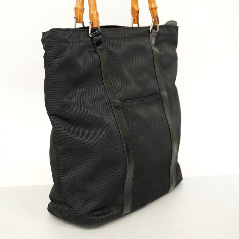 Gucci Handbag Bamboo 000 1998 0508 Nylon Black Silver Hardware Women