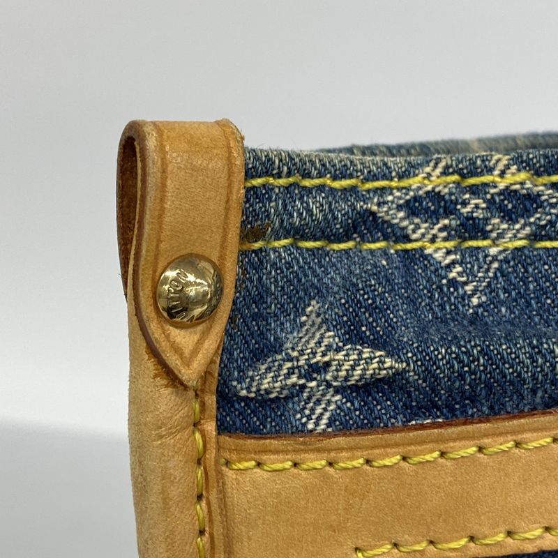 Louis Vuitton Tote Monogram Denim Flat Shopper M95018 Blue Women's