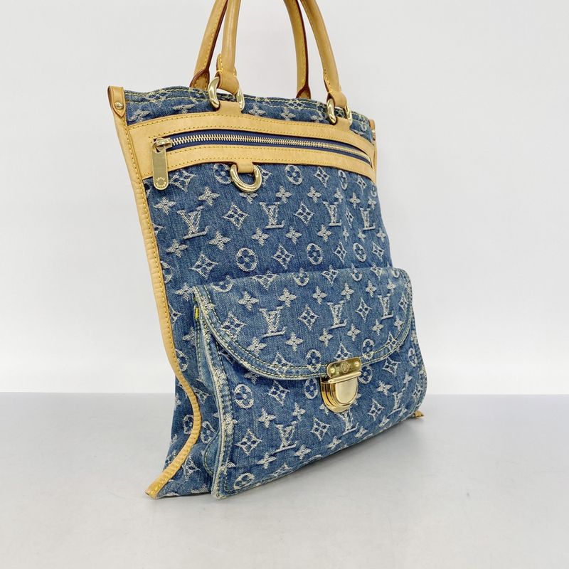 Louis Vuitton Tote Monogram Denim Flat Shopper M95018 Blue Women's