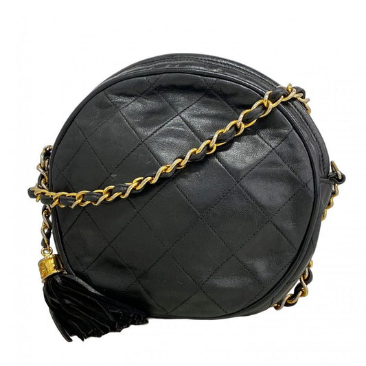 Chanel Shoulder Bag Matelasse Lambskin Brown Gold Hardware Women