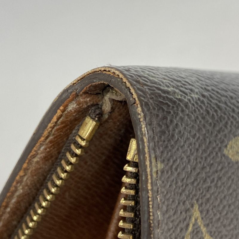 Louis Vuitton Long Wallet Monogram Porte Monnaie Zip M61727 Brown Men Women