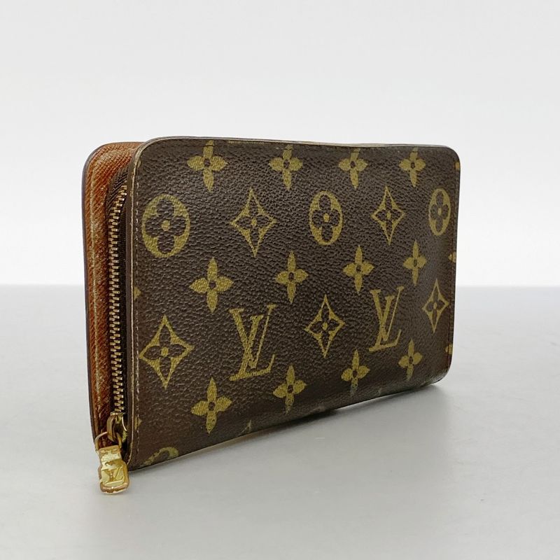 Louis Vuitton Long Wallet Monogram Porte Monnaie Zip M61727 Brown Men Women