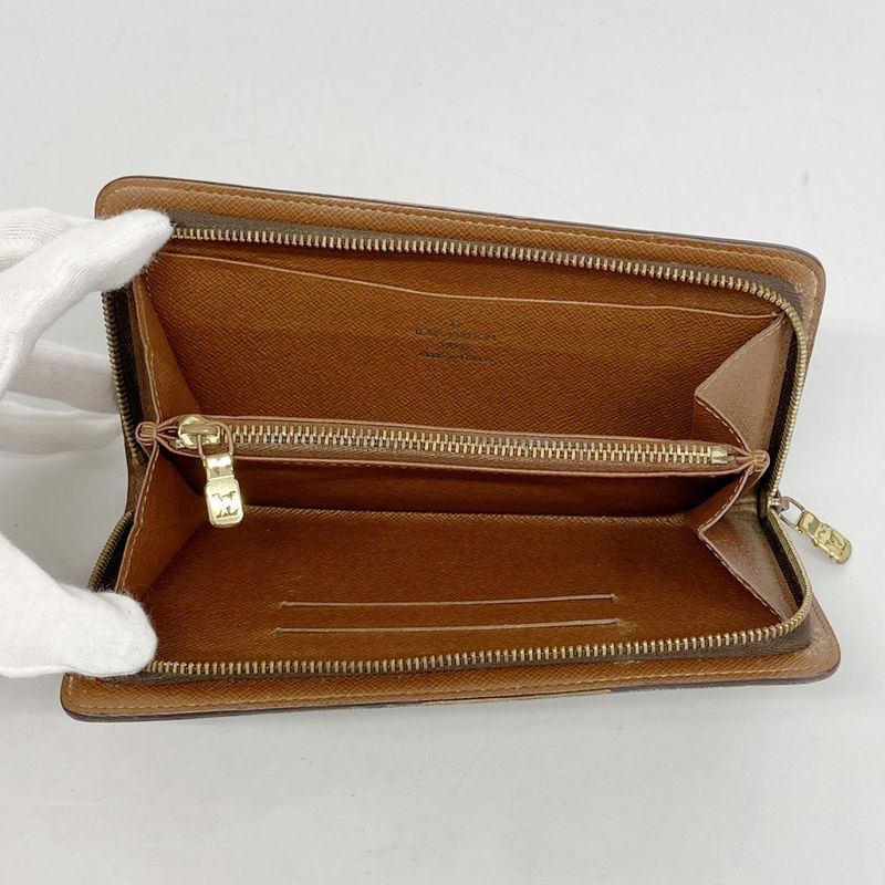 Louis Vuitton Long Wallet Monogram Porte Monnaie Zip M61727 Brown Men Women