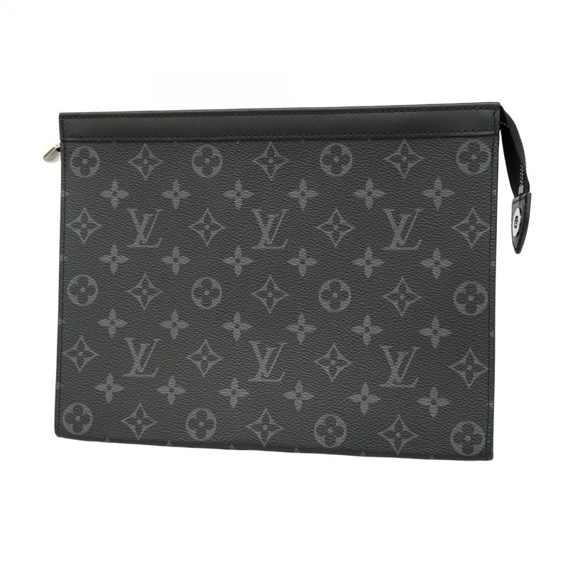 Louis Vuitton Monogram Eclipse Pochette Voyage MM M61692 Black Men's Clutch Bag
