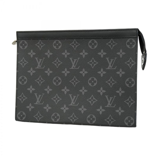 Louis Vuitton Monogram Eclipse Pochette Voyage MM M61692 Black Men's Clutch Bag