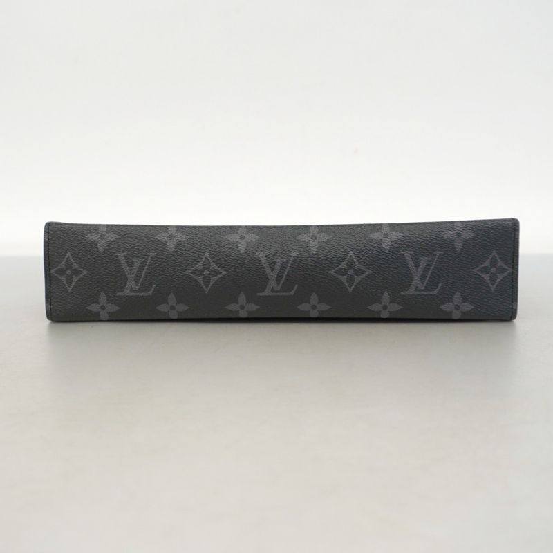 Louis Vuitton Monogram Eclipse Pochette Voyage MM M61692 Black Men's Clutch Bag