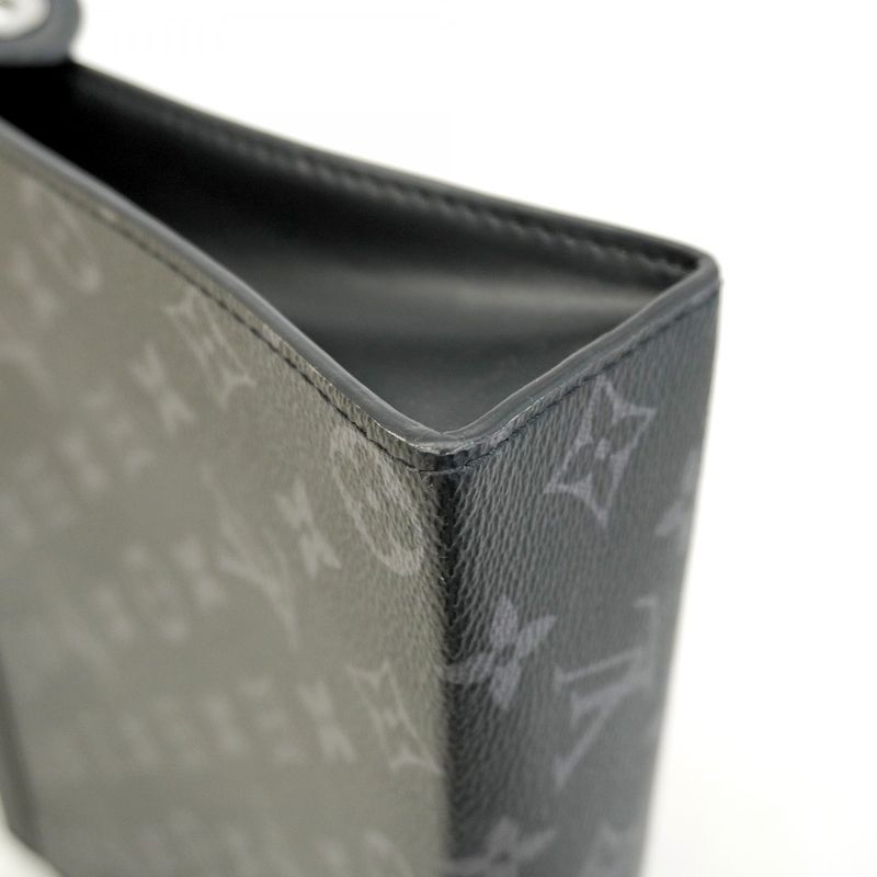 Louis Vuitton Monogram Eclipse Pochette Voyage MM M61692 Black Men's Clutch Bag
