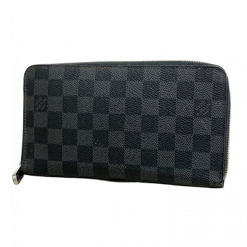 Louis Vuitton Long Wallet Damier Graphite Zippy Organizer N63077 Black Men's