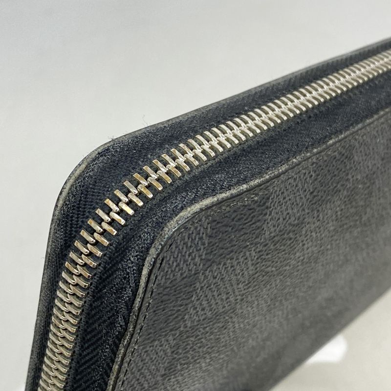 Louis Vuitton Long Wallet Damier Graphite Zippy Organizer N63077 Black Men's