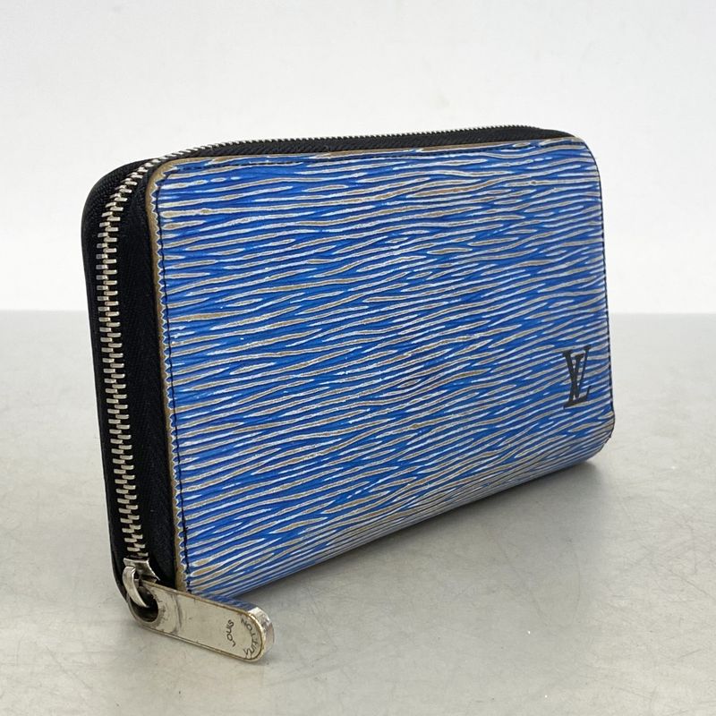 Louis Vuitton Epi Denim Zippy Wallet M61862 Bluemen Women Unisex