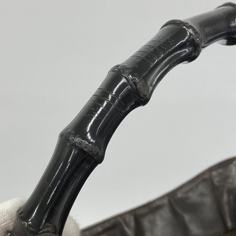 Gucci Handbag Bamboo 001 1577 Canvas Brown Silver Hardware 2way Bag Ladies