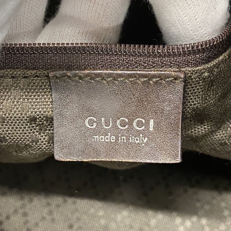 Gucci Handbag Bamboo 001 1577 Canvas Brown Silver Hardware 2way Bag Ladies