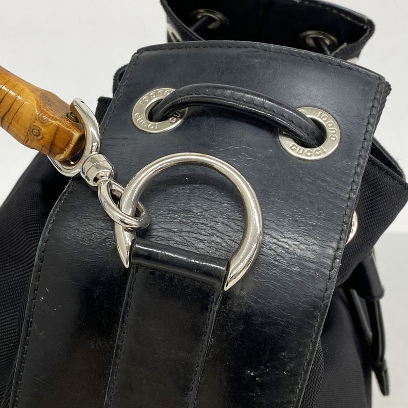 Gucci Handbag Bamboo 001 2855 Nylon Black Silver Hardware Women