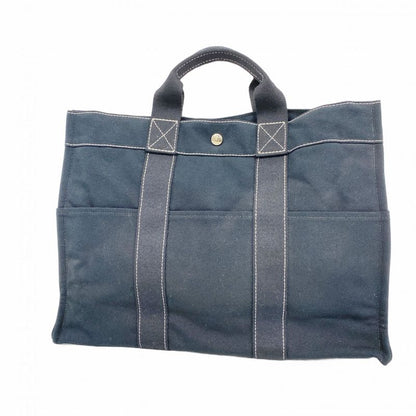 Hermes Tote Bag Dawil MM Canvas Black Silver Hardware Women's