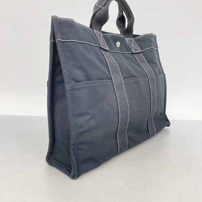 Hermes Tote Bag Dawil MM Canvas Black Silver Hardware Women's