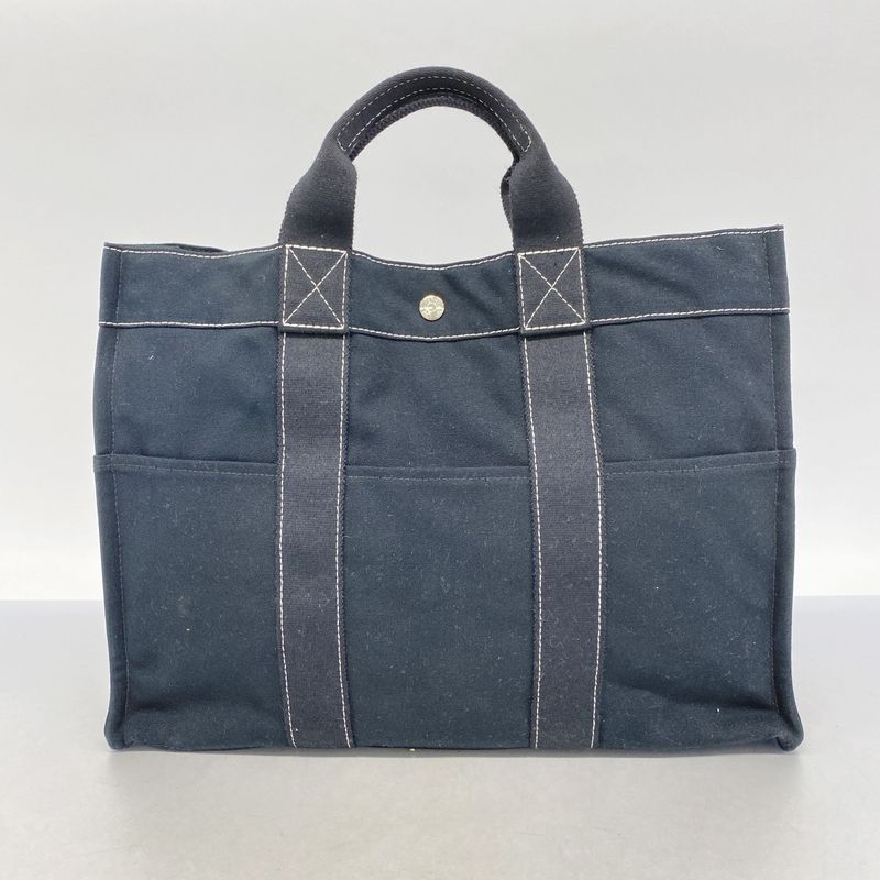 Hermes Tote Bag Dawil MM Canvas Black Silver Hardware Women's