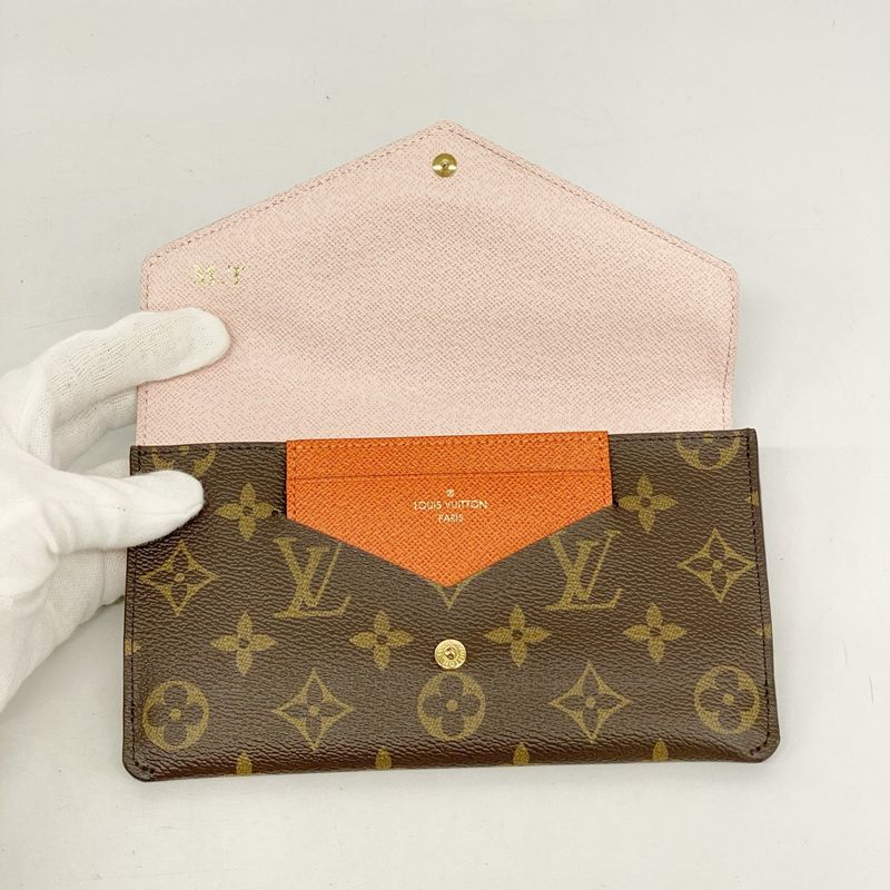 Louis Vuitton Long Wallet Monogram Portefeuille Jeanne M62203 Brown Rose
