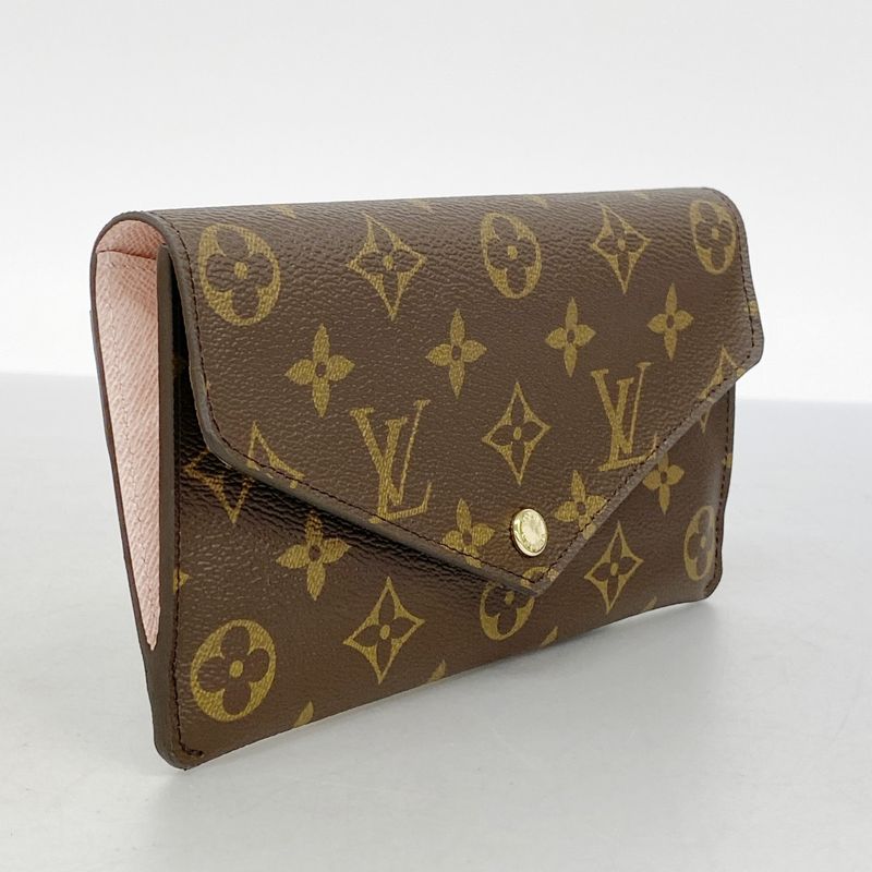 Louis Vuitton Long Wallet Monogram Portefeuille Jeanne M62203 Brown Rose