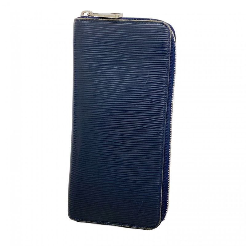 Louis Vuitton Epi Zippy Wallet Vertical M61828 Blue Marine Men's