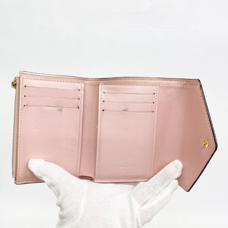 Louis Vuitton Trifold Wallet Vernis Portefeuille Victorine M62428 Rose Ballerine
